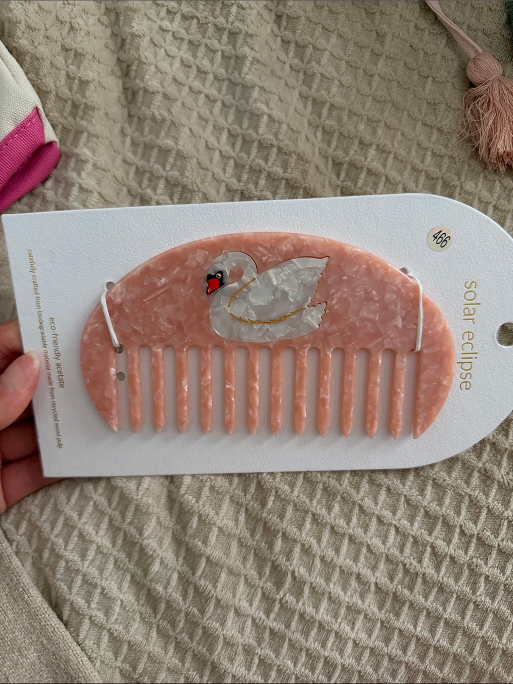Eclipse Peach Pearl Swan Hair Comb